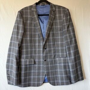 Le Chateau Mens Sports Coat Size 42 Formal Suit Jacket Grey Blue Plaid Business